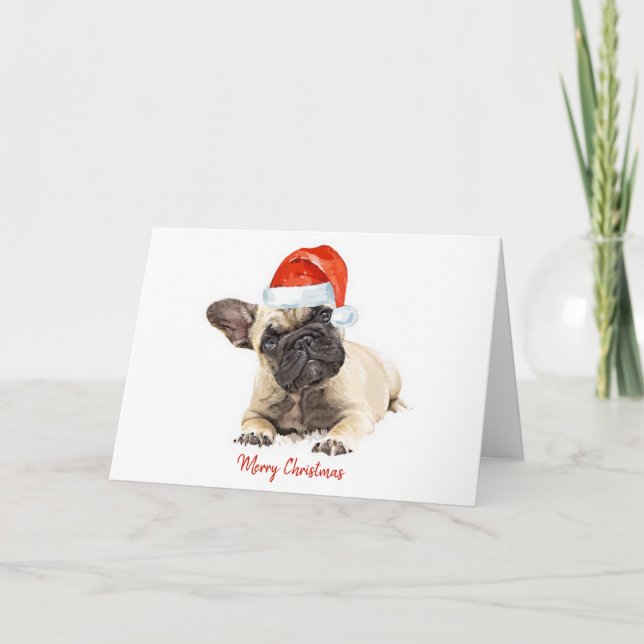 Cartes Pour Fêtes Annuelles Bouledogue français Saint-Nicolas Chien de Noël Ch (Devant)
