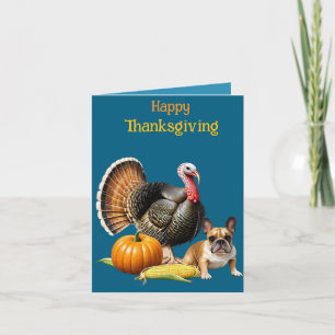 Cartes Pour Fêtes Annuelles Bouledogue français Thanksgiving French Bulldog