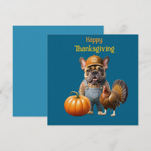 Cartes Pour Fêtes Annuelles Bouledogue français Thanksgiving French Bulldog