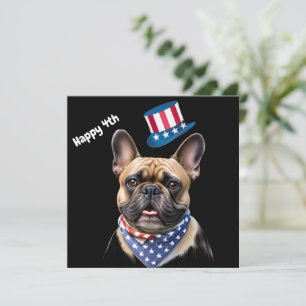 Cartes Pour Fêtes Annuelles Bouledogues français Amérique 4 juillet