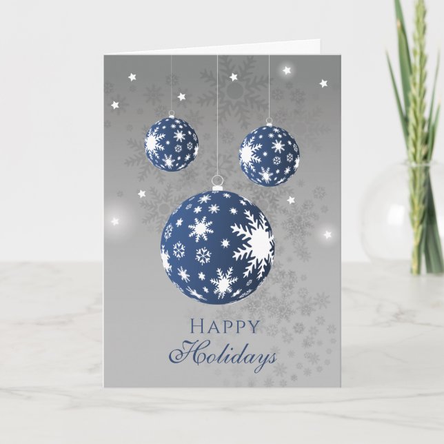 Cartes Pour Fêtes Annuelles Boules bleues, flocon de Noël, Nouvel An (Devant)