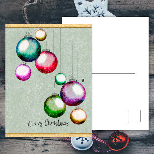 Cartes Pour Fêtes Annuelles Boules Colorées Élégant Joyeux Noël Famille