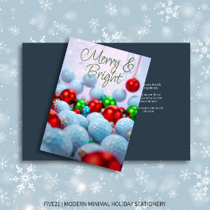 Cartes Pour Fêtes Annuelles Boules de golf et ornements brillants ・ Marine Ble