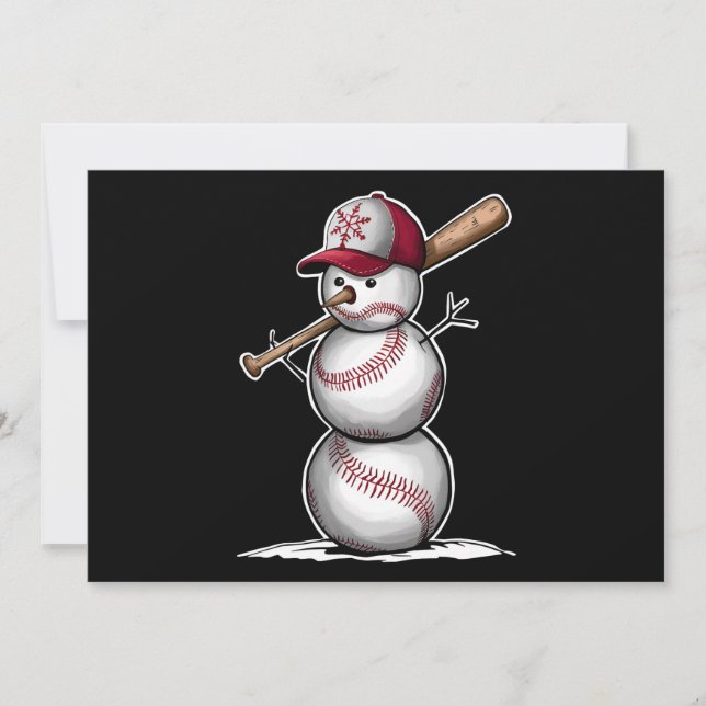 Cartes Pour Fêtes Annuelles Boules de neige de bonhomme de neige de baseball N (Devant)