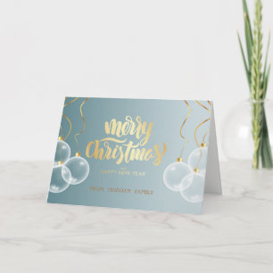 Cartes Pour Fêtes Annuelles Boules de Noël blanches élégantes Bleu de Noël
