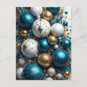 Cartes Pour Fêtes Annuelles Boules de Noël bleu or premium