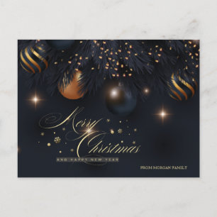 Cartes Pour Fêtes Annuelles Boules de Noël Branches de Pin Noir