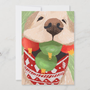 Cartes Pour Fêtes Annuelles Boules de Noël de Golden Retriever Drôle de Bouche