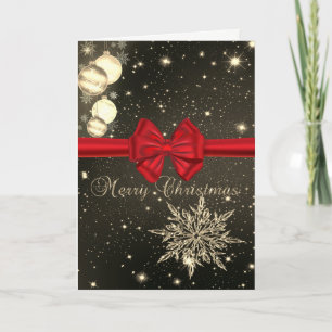 Cartes Pour Fêtes Annuelles Boules de Noël élégantes, flocon de neige, noeud r
