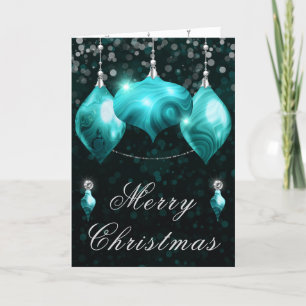 Cartes Pour Fêtes Annuelles Boules de Noël en Agate Turquoise pour le dîner de