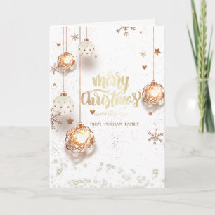 Cartes Pour Fêtes Annuelles Boules de Noël en Or Blanc