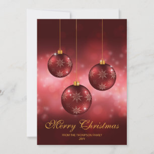 Cartes Pour Fêtes Annuelles Boules de Noël festives rouges avec texte personna
