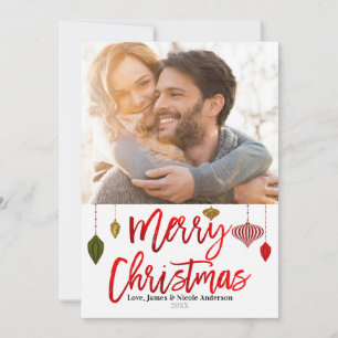 Cartes Pour Fêtes Annuelles Boules de Noël Moderne Papier Aluminium Rouge Fête