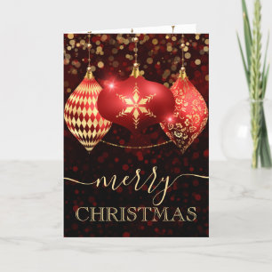 Cartes Pour Fêtes Annuelles Boules de Noël Rouge et Or