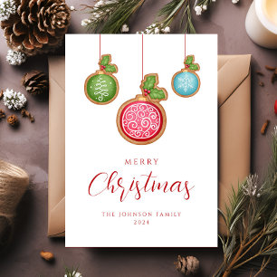 Cartes Pour Fêtes Annuelles Boules de Noël Rouge Festives