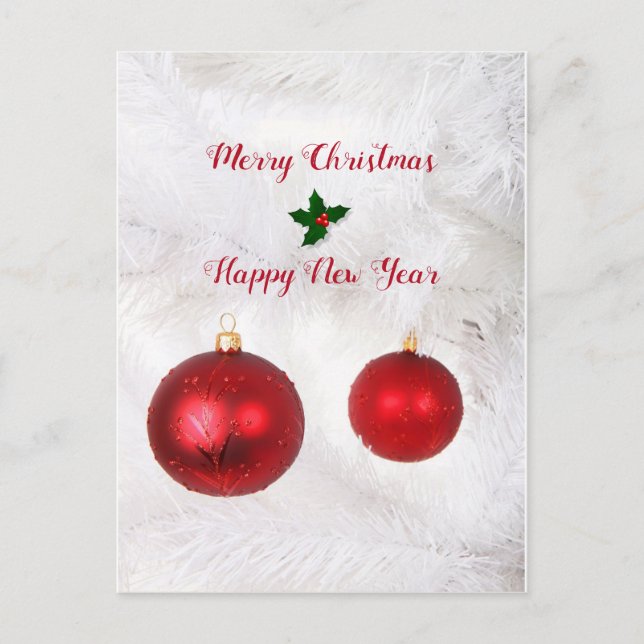 Cartes Pour Fêtes Annuelles Boules de Noël rouges (Devant)