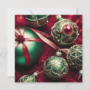 Cartes Pour Fêtes Annuelles Boules de Noël rouges et vertes élégantes et raffi