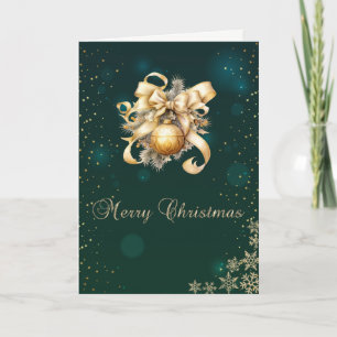 Cartes Pour Fêtes Annuelles Boules de Noël vertes en faux or, flocons de neige