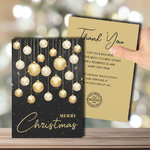 Cartes Pour Fêtes Annuelles Boules de sapin de Noël Entreprise Message à plat