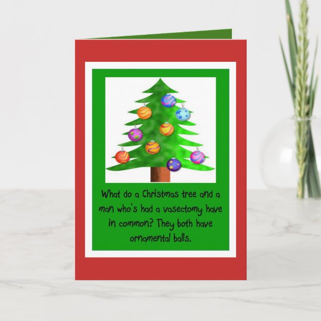 Cartes Pour Fêtes Annuelles Boules de vasectomie de Noël (Devant)