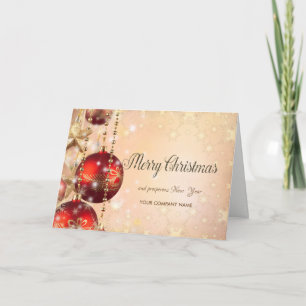 Cartes Pour Fêtes Annuelles Boules rouges de Noël Flocons de neige dorés Messa