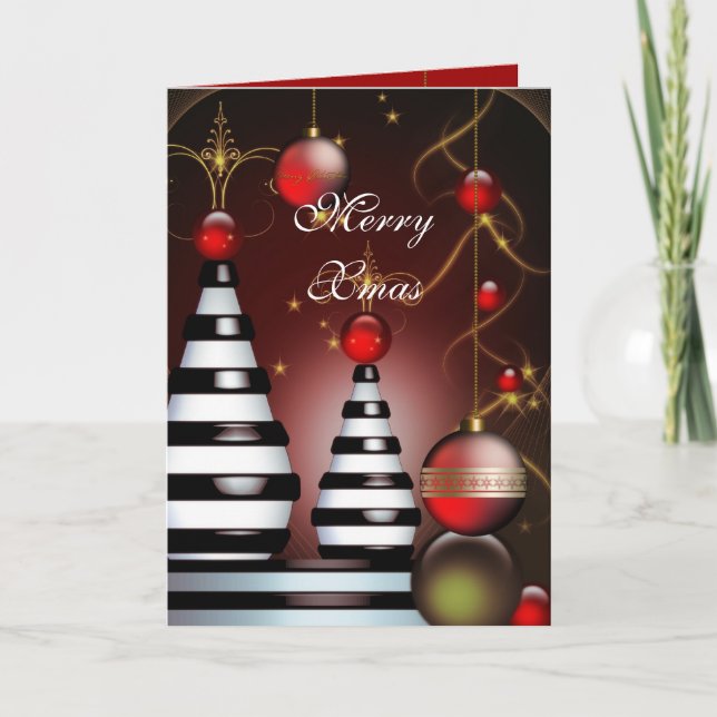 Cartes Pour Fêtes Annuelles Boules rouges Joyeux Noël (Devant)