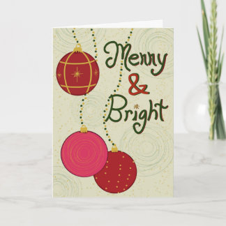 Cartes Pour Fêtes Annuelles Boules Rouges Rétro Joyeuses et Brillantes 