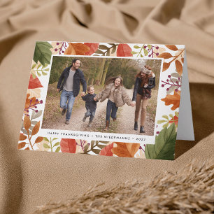 Cartes Pour Fêtes Annuelles Bounty d'automne Photo Thanksgiving Plié