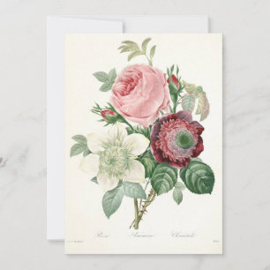 Cartes Pour Fêtes Annuelles Bouquet Botanique Vintage à l'aquarelle de Roses e