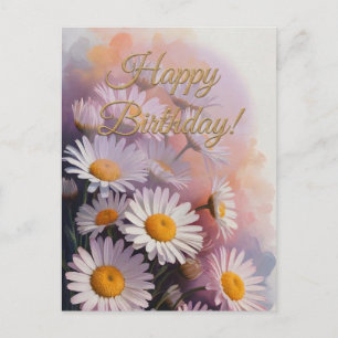 Cartes Pour Fêtes Annuelles Bouquet d'anniversaire Golden Script Birthday Dais