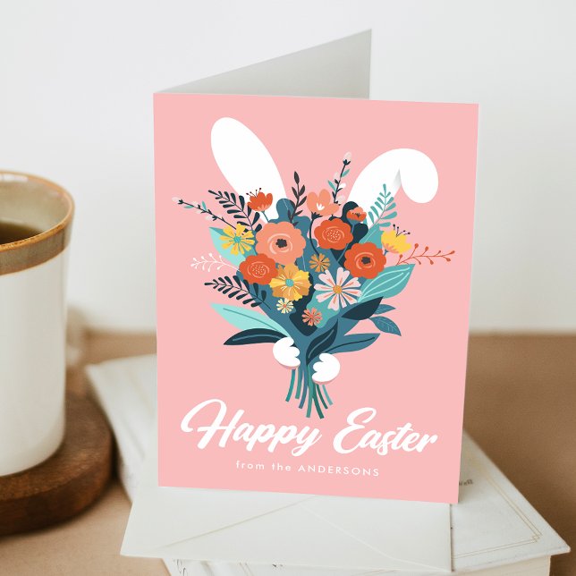 Cartes Pour Fêtes Annuelles Bouquet de Bunny Cute Pâques (Créateur téléchargé)