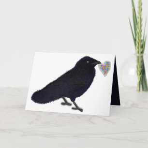 Cartes Pour Fêtes Annuelles Bouquet de cœur de corbeau charmant