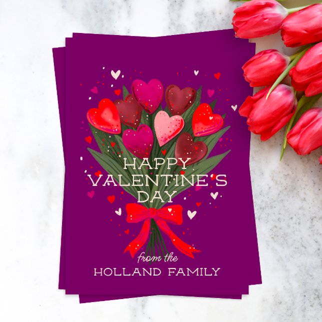 Cartes Pour Fêtes Annuelles Bouquet de coeur Saint Valentin (Créateur téléchargé)