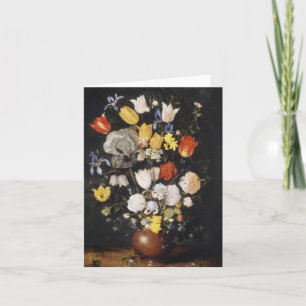 Cartes Pour Fêtes Annuelles Bouquet de fleurs dans un vase de terre (1610)