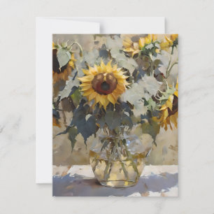 Cartes Pour Fêtes Annuelles Bouquet De Fleurs De Soleil F - Huiles