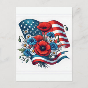 Cartes Pour Fêtes Annuelles Bouquet de fleurs du drapeau américain pour le Mem