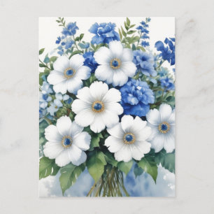 Cartes Pour Fêtes Annuelles Bouquet de fleurs Elégante aquarelle