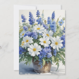 Cartes Pour Fêtes Annuelles Bouquet de fleurs Elégante aquarelle