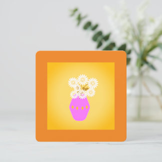 Cartes Pour Fêtes Annuelles Bouquet de fleurs jaunes dans un vase sur Orange