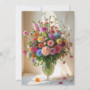 Cartes Pour Fêtes Annuelles Bouquet de fleurs mixtes jolies et colorées dans u