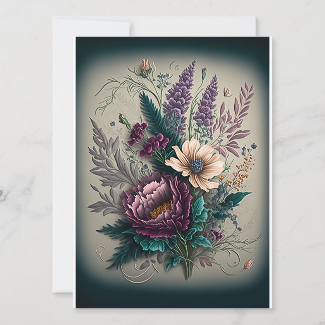 Cartes Pour Fêtes Annuelles Bouquet de fleurs violettes pourpres pour Valentin (Devant)