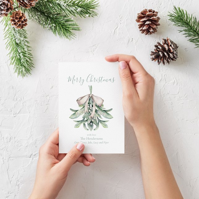 Cartes Pour Fêtes Annuelles Bouquet de Gui Noël (Mistletoe posy Christmas card)