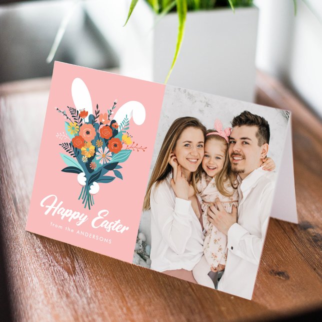 Cartes Pour Fêtes Annuelles Bouquet de lapin mignon Pâques Photo (Créateur téléchargé)