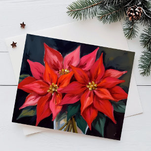 Cartes Pour Fêtes Annuelles Bouquet de Noël à l'aquarelle avec poinsettias rou
