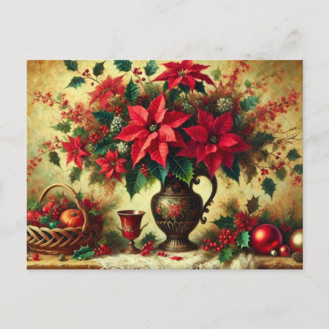 Cartes Pour Fêtes Annuelles Bouquet de Noël Rouge Poinsettia (Devant)