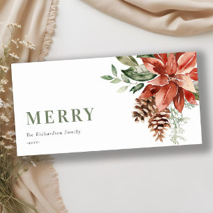 Cartes Pour Fêtes Annuelles Bouquet de poinsettia Aquarelle Pin Noël joyeux
