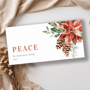 Cartes Pour Fêtes Annuelles Bouquet de poinsettia de la paix Aquarelle Pin Noë