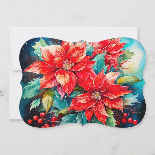 Cartes Pour Fêtes Annuelles Bouquet de poinsettias Ajouter une signature et un (Devant)