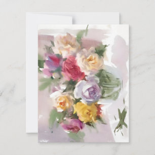 Cartes Pour Fêtes Annuelles Bouquet de rose en aquarelles