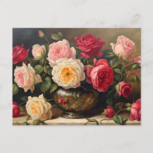 Cartes Pour Fêtes Annuelles Bouquet de rose vintage (Devant)
